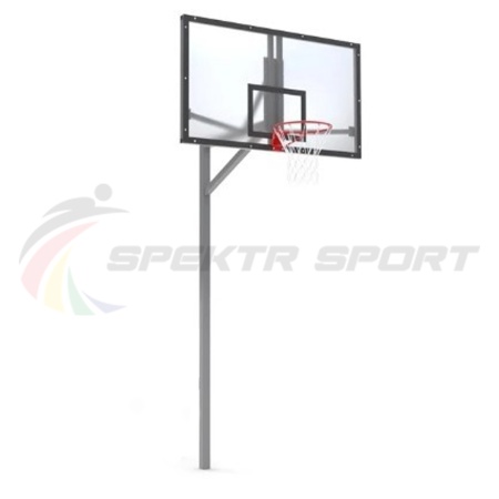 Купить Стойка баскетбольная уличная упрощенная со щитом из оргстекла, кольцом и сеткой SP D 412 в Олёкминске 